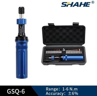 Динамометрическая отвертка SHAHE GSQ-6 (1&ndash;6 Н&middot;м) с комплектом бит