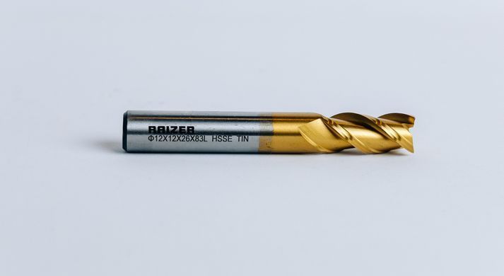 Фреза концевая 12 мм RAIZER HSSE TiN, 3-зубая