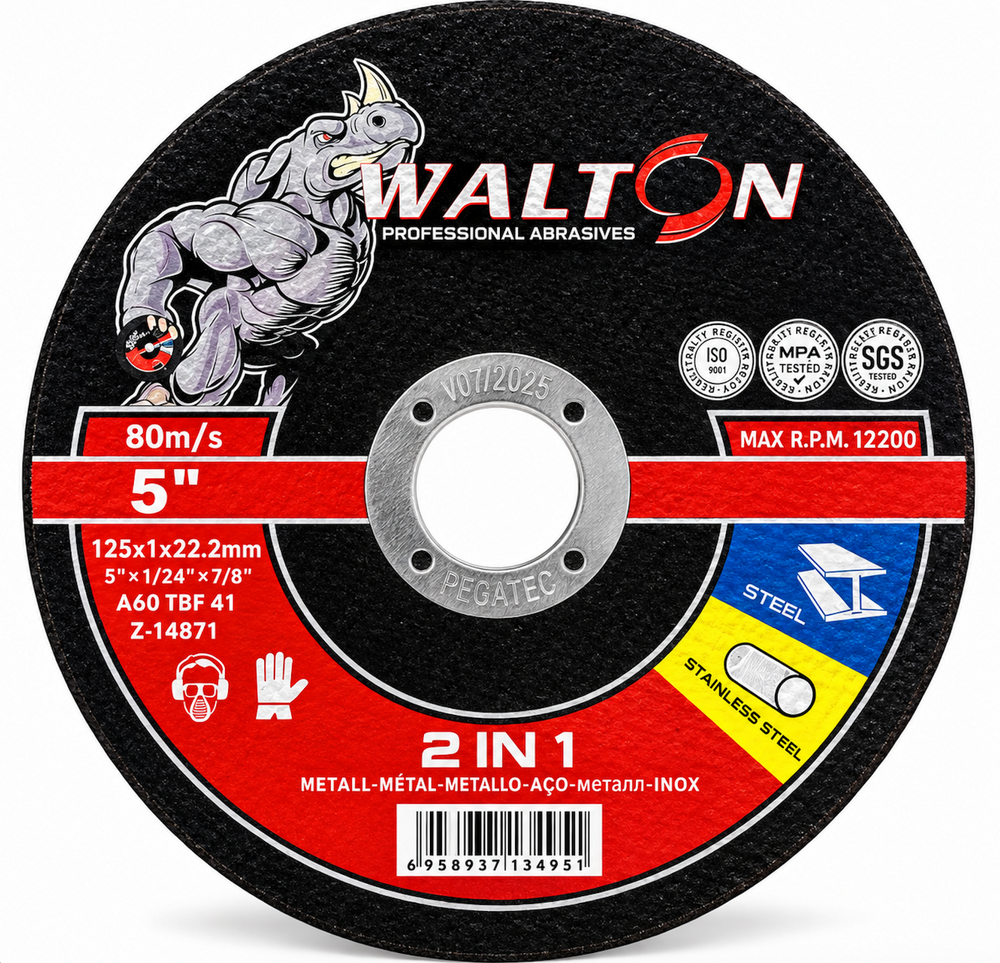 Диск отрезной по металлу 125х1 мм WALTON (25 шт.)