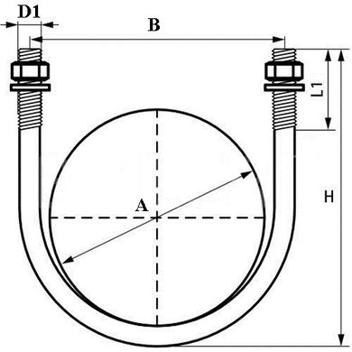 U-образный хомут 6x35 мм, (1" дюйм) болт-скоба